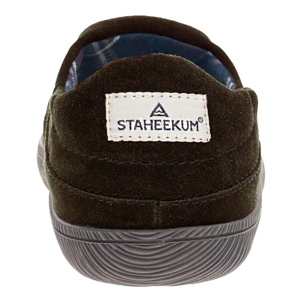 Staheekum Mens Size 11 Olive Green Suede Slip‎ On Shoes Plaid Lined Loafers
